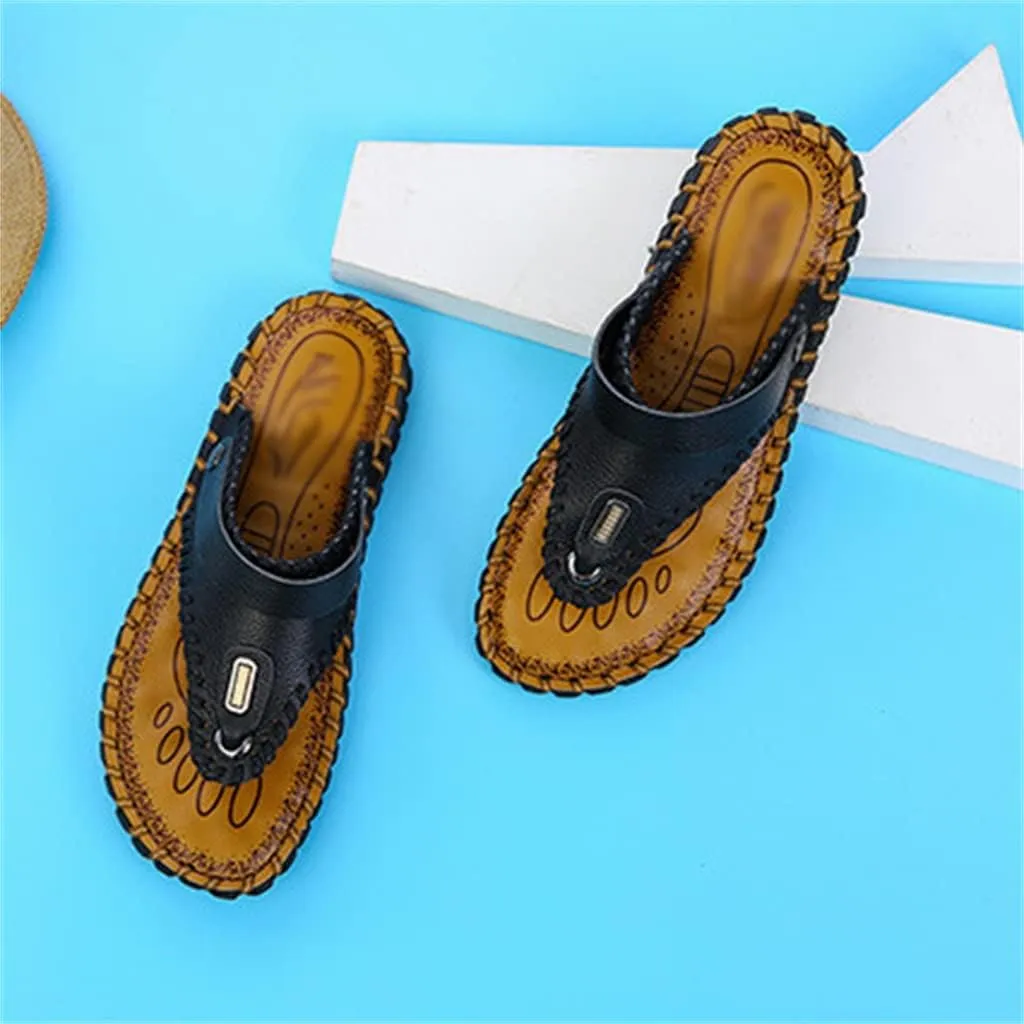 Men's Sandals Leather Cowhide Fashion Youth Flip-Flop Men's Slippers Men's Sandals Leather Sandals(41)