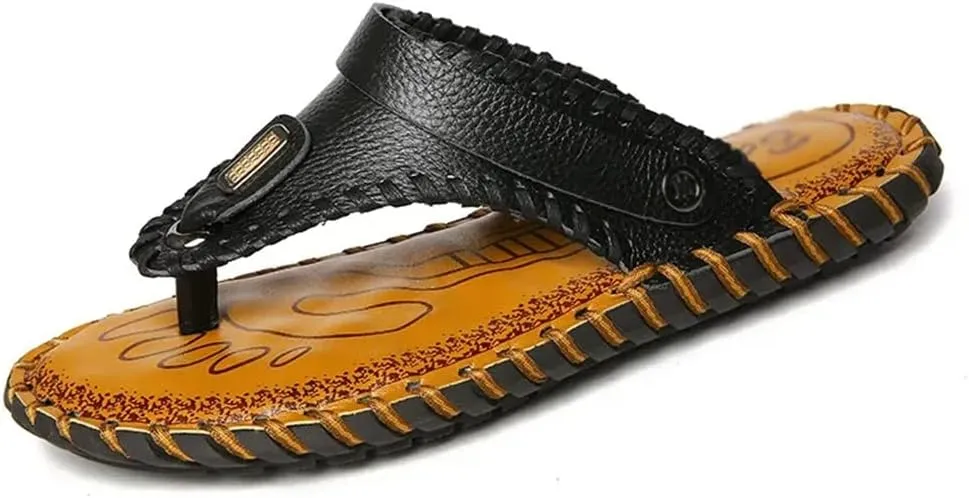 Men's Sandals Leather Cowhide Fashion Youth Flip-Flop Men's Slippers Men's Sandals Leather Sandals(41)
