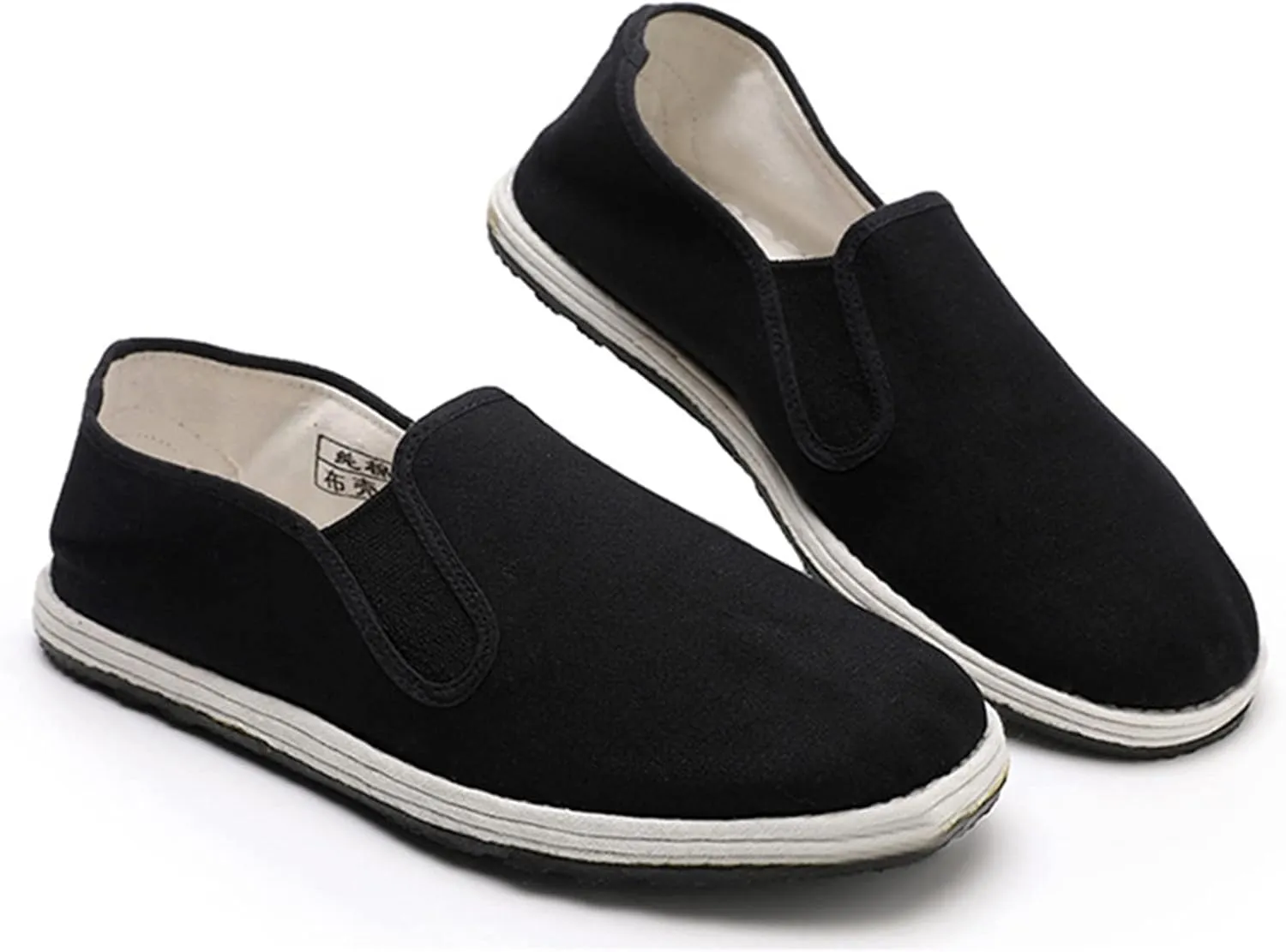 Men's Traditional Chinese Style Kung Fu Tai Chi Old Beijing Martial Arts Slip-On Shoes, Comfortable Soft Canvas Rubber Sole Tai Chi Closed Slippers, Non-Slip, Fashionable, Breathable