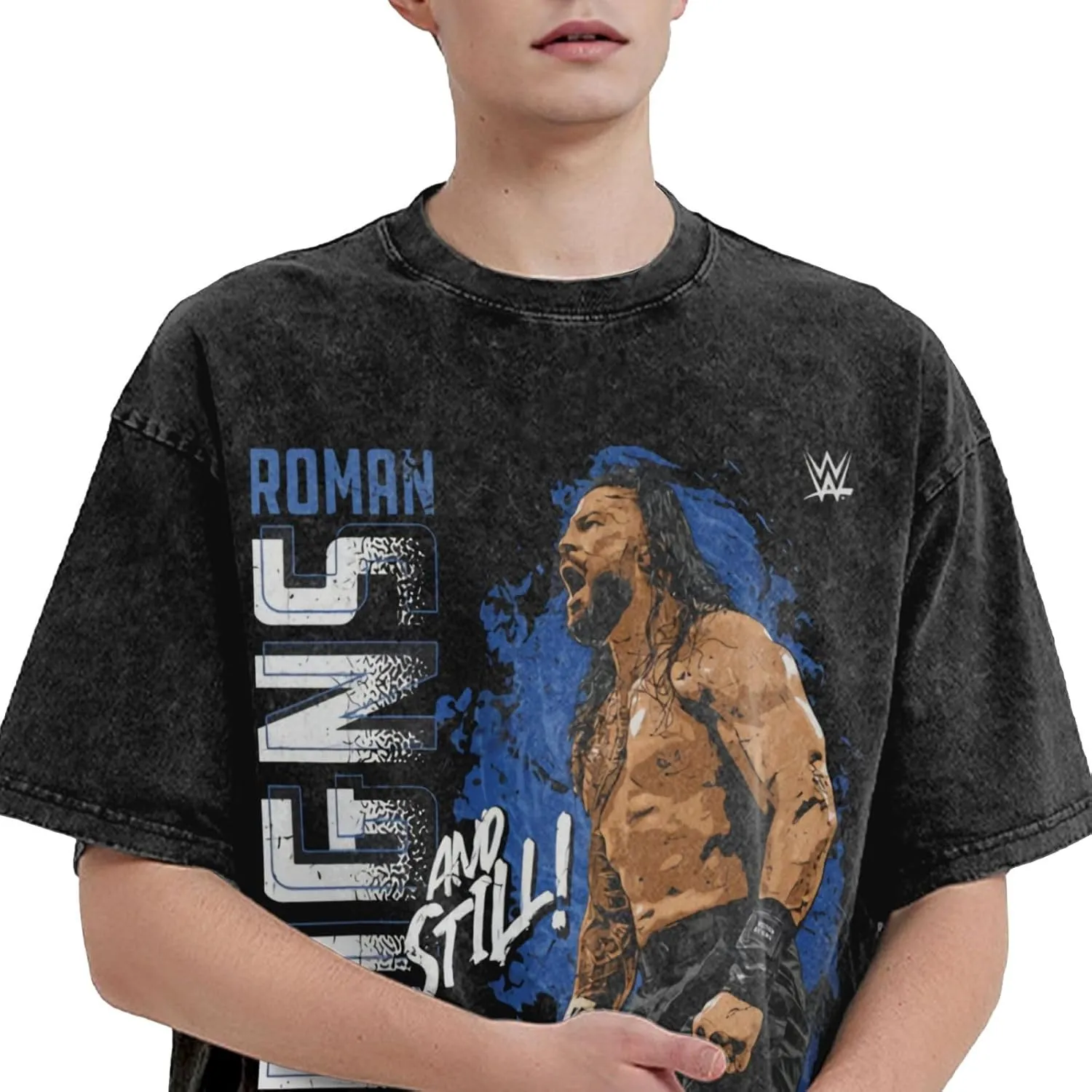 Men's Vintage Oversized Drop Shoulder Novelty T Shirts Loose Wash Solid Tees Tops