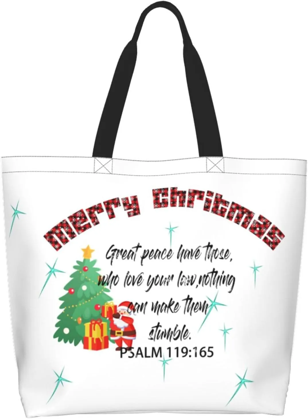 Merry Christmas Canvas Tote Bag Christmas Shoulder Bag for Women Men Casual Grocery Bags Jesus Bag for Christmas