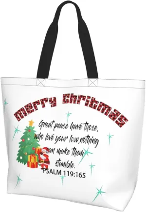 Merry Christmas Canvas Tote Bag Christmas Shoulder Bag for Women Men Casual Grocery Bags Jesus Bag for Christmas
