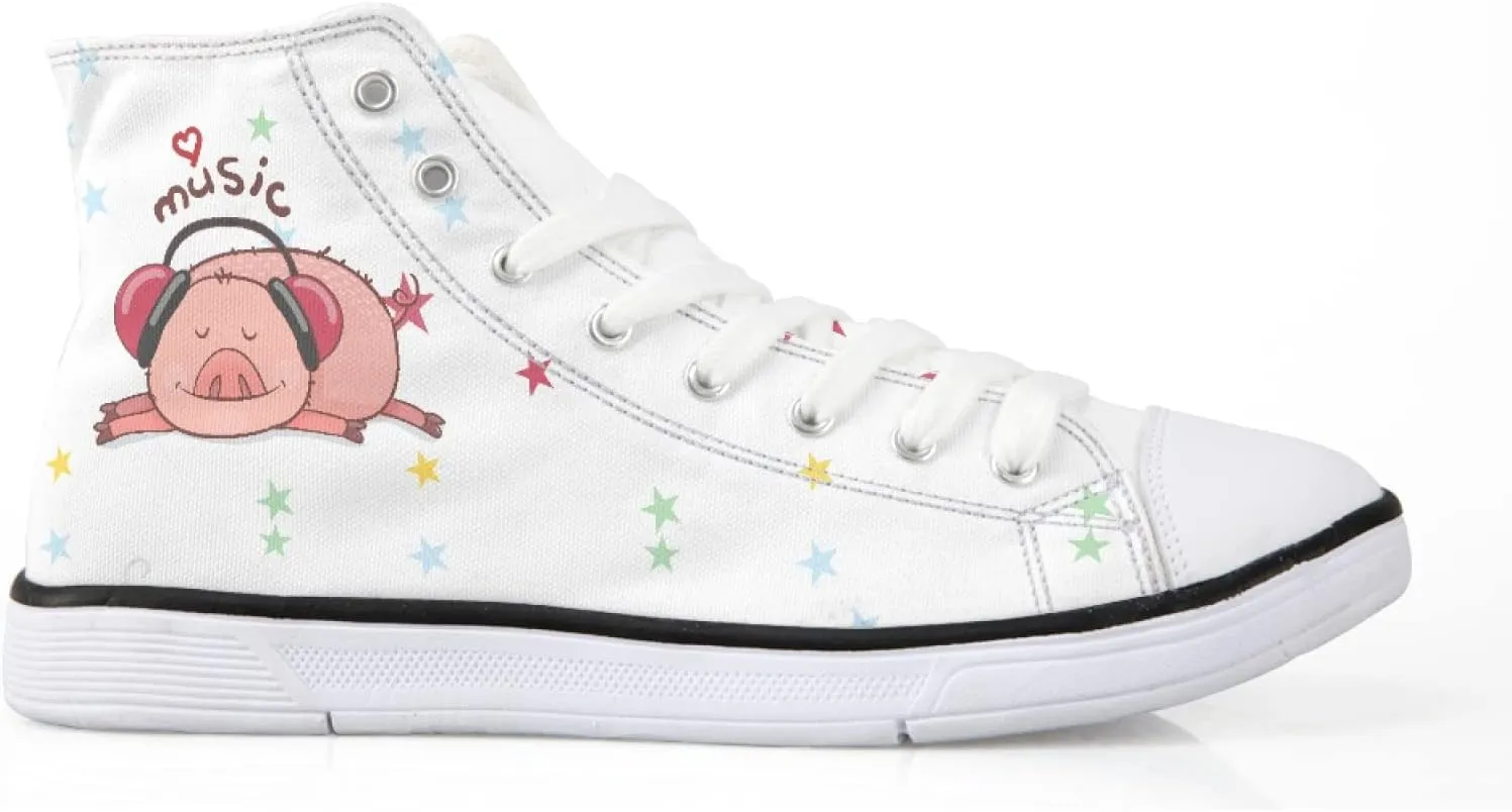 Micoklinlin Canvas Shoes for Women Novelty Girls High Top Canvas Sneakers Lace Ups Cute Animal Casual Teens Walking Shoes