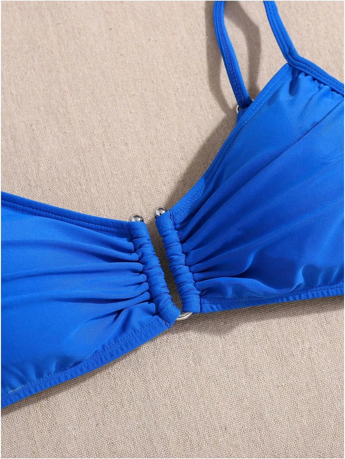 Milumia Girl's Swimsuit 2 Piece Pleated Spaghetti Strap Wired Bikini Set Beach Swimwear