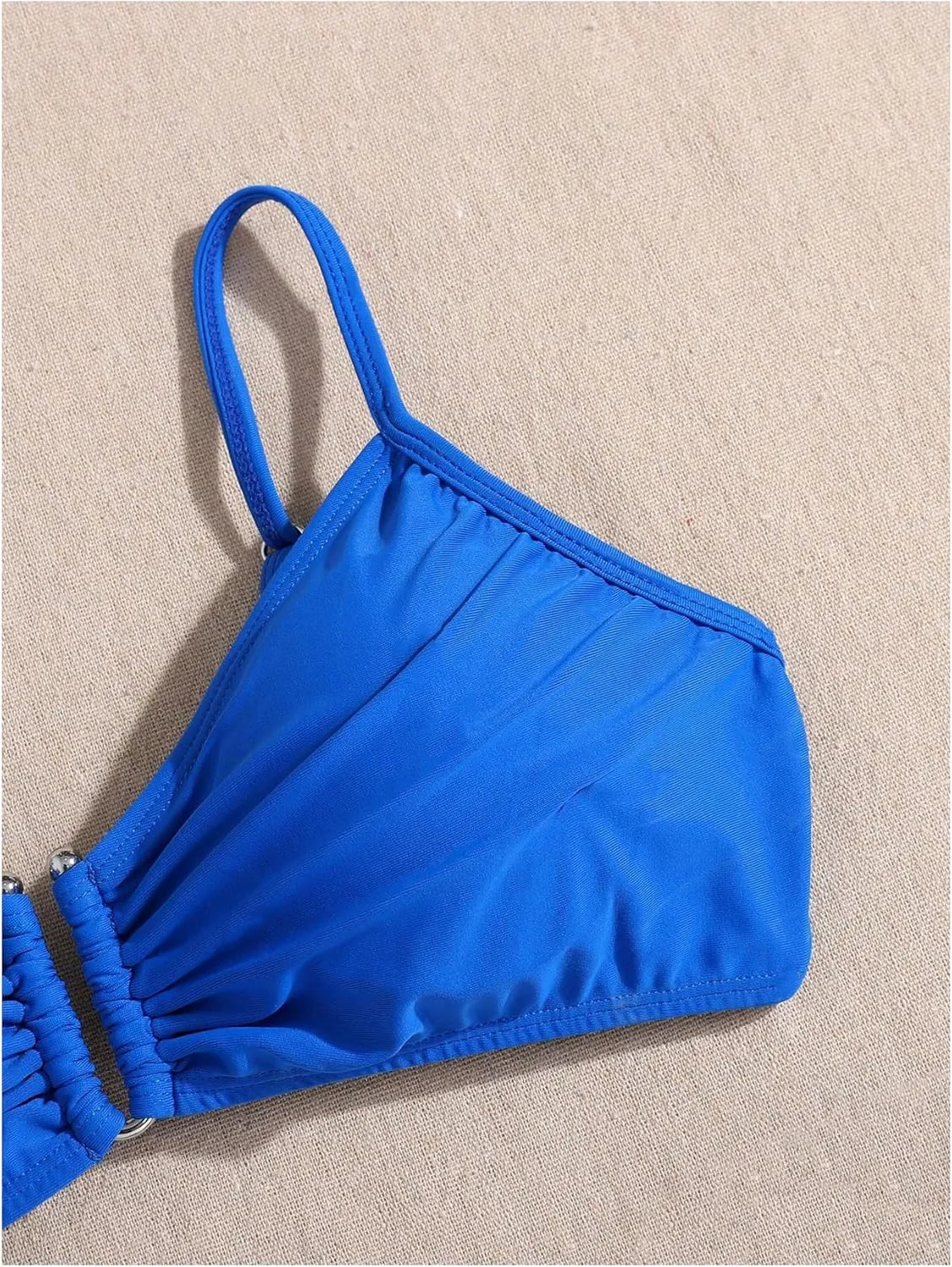 Milumia Girl's Swimsuit 2 Piece Pleated Spaghetti Strap Wired Bikini Set Beach Swimwear