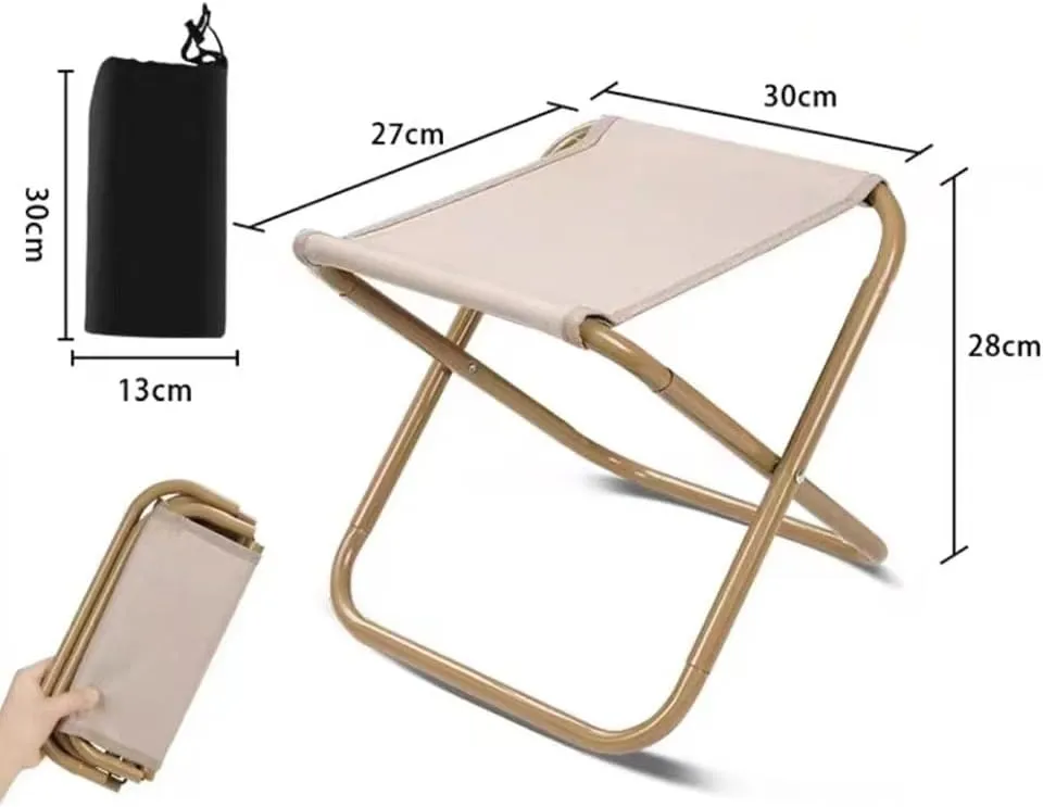 Mini Fishing Stool Portable Folding Chair, Foldable Camping Stool Seat with Bag, Lightweight Compact Stool Outdoor Hiking, Gifts for Fisherman(Khaki,Large)