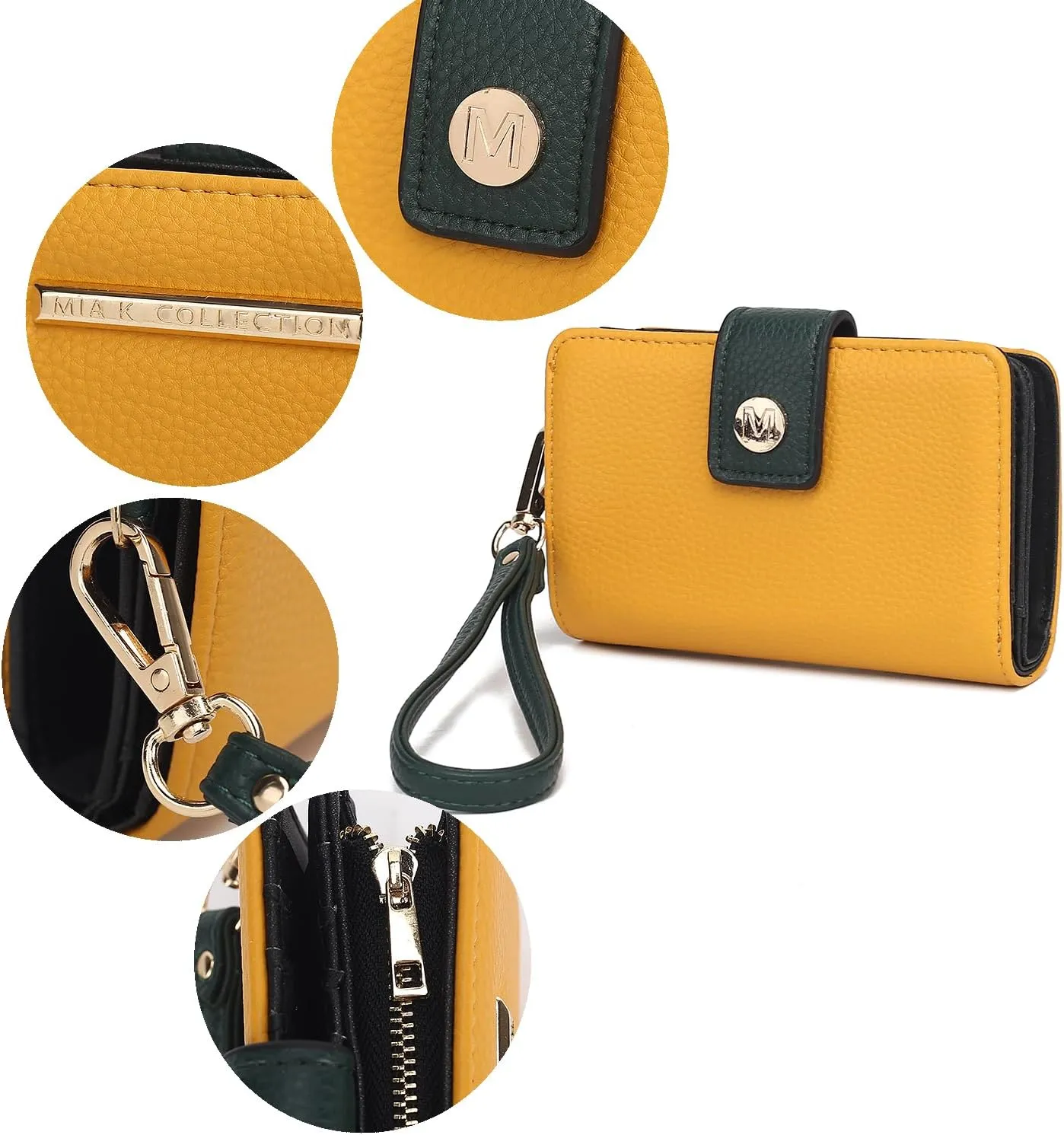 MKF Collection Wallet Wristlet for Women, Multi Compartment Color Block Wristlet Strap Purse By Mia K