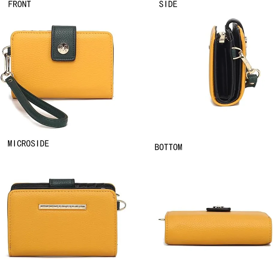MKF Collection Wallet Wristlet for Women, Multi Compartment Color Block Wristlet Strap Purse By Mia K
