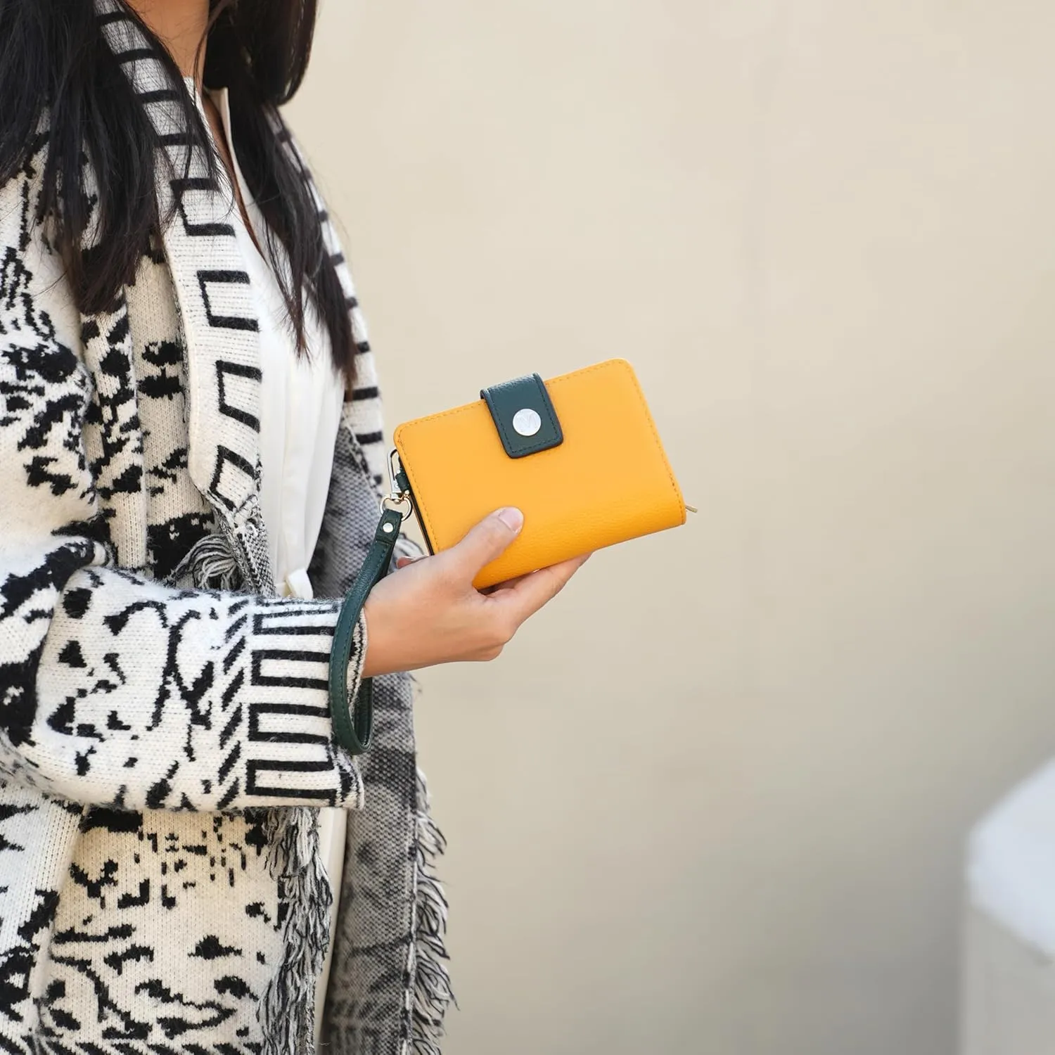 MKF Collection Wallet Wristlet for Women, Multi Compartment Color Block Wristlet Strap Purse By Mia K