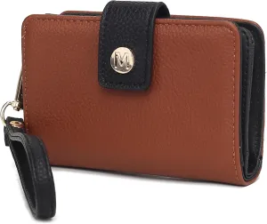 MKF Collection Wallet Wristlet for Women, Multi Compartment Color Block Wristlet Strap Purse By Mia K