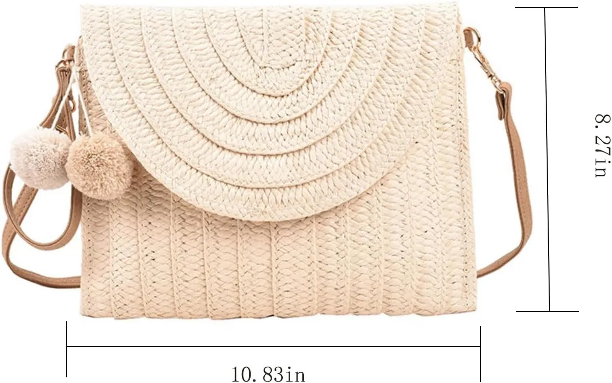 Mokoze Straw Bag for Women, Woven Tote with Magnetic Buckle Hand Woven for Travel, Party, Vacation Essentials for Women