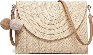 Mokoze Straw Bag for Women, Woven Tote with Magnetic Buckle Hand Woven for Travel, Party, Vacation Essentials for Women