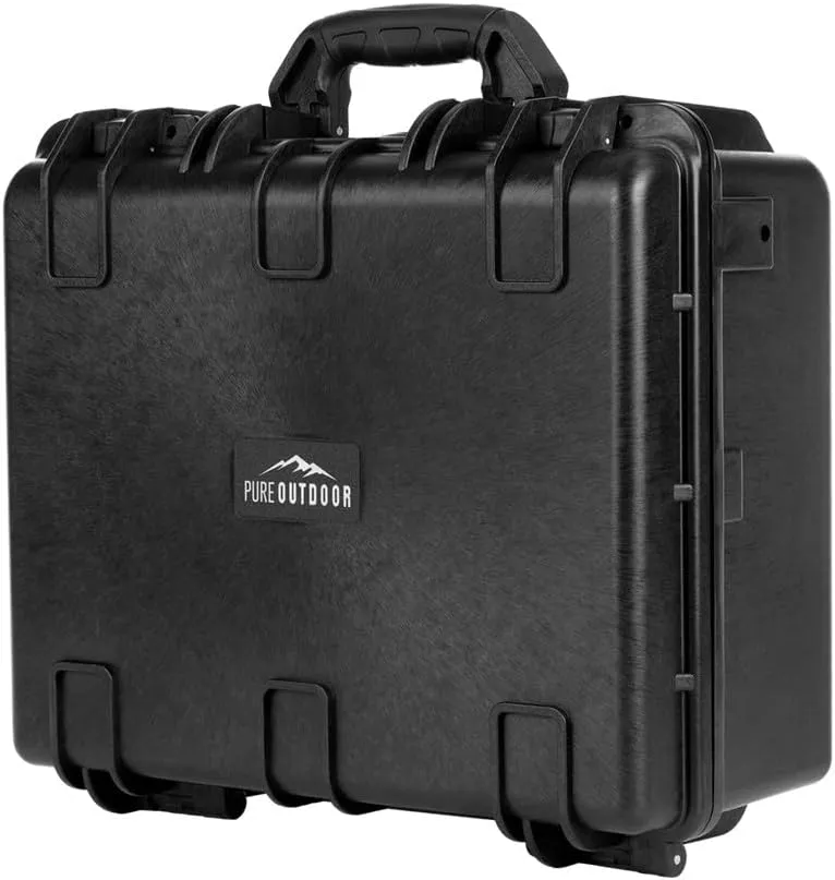 Monoprice Weatherproof Hard Case with Customizable Foam - Shockproof, IP67 Level Dust and Water Protection Up to 1 Meter Depth , 19in x 16in x 8in, 28.5 Liter, Black - Pure Outdoor Collection