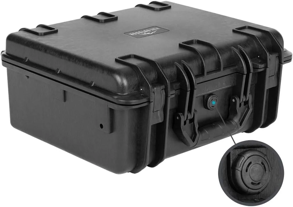 Monoprice Weatherproof Hard Case with Customizable Foam - Shockproof, IP67 Level Dust and Water Protection Up to 1 Meter Depth , 19in x 16in x 8in, 28.5 Liter, Black - Pure Outdoor Collection
