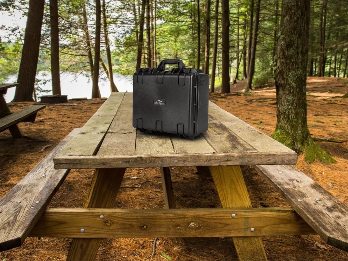 Monoprice Weatherproof Hard Case with Customizable Foam - Shockproof, IP67 Level Dust and Water Protection Up to 1 Meter Depth , 19in x 16in x 8in, 28.5 Liter, Black - Pure Outdoor Collection