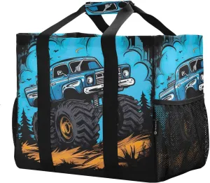 Monster Truck Foldable Travel Duffel Bag for Men Women Waterproof Weekender Overnight Carry On Tote Bag with Comfortable Handle Luggage Bag for Airplane Sport Hospital Business Trips