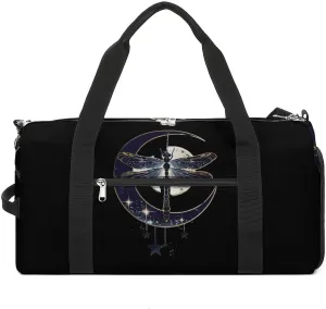Moon Nature Insect Dragonfly Gym Bag for Women Men Lightweight Duffel Bag Travel Tote Bag Sports Bag with Shoulder Strap