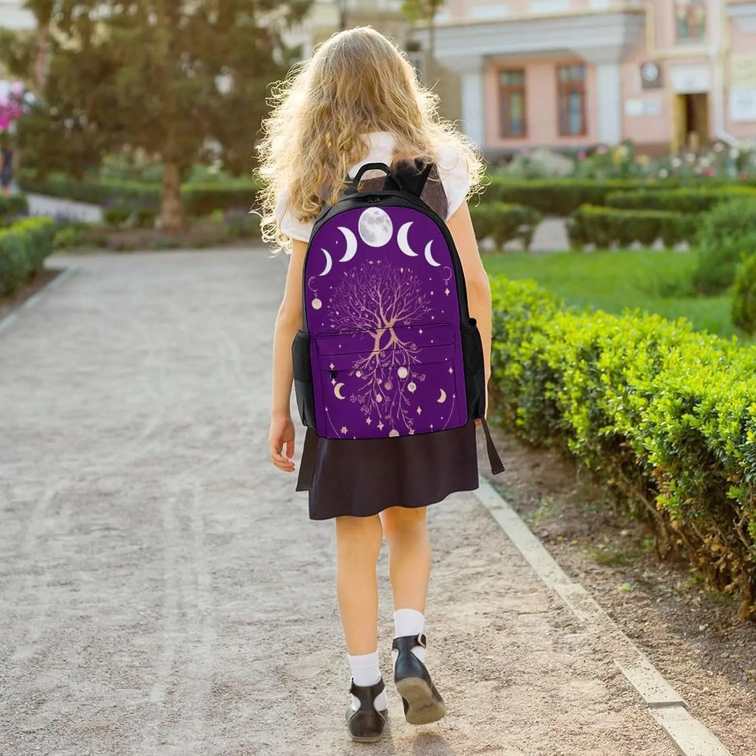 Moon Phase Space Tree Art Backpack Lightweight Anti-Theft Multipurpose Shoulder Bag Large Capacity Travel Hiking Backpack With Padded Straps