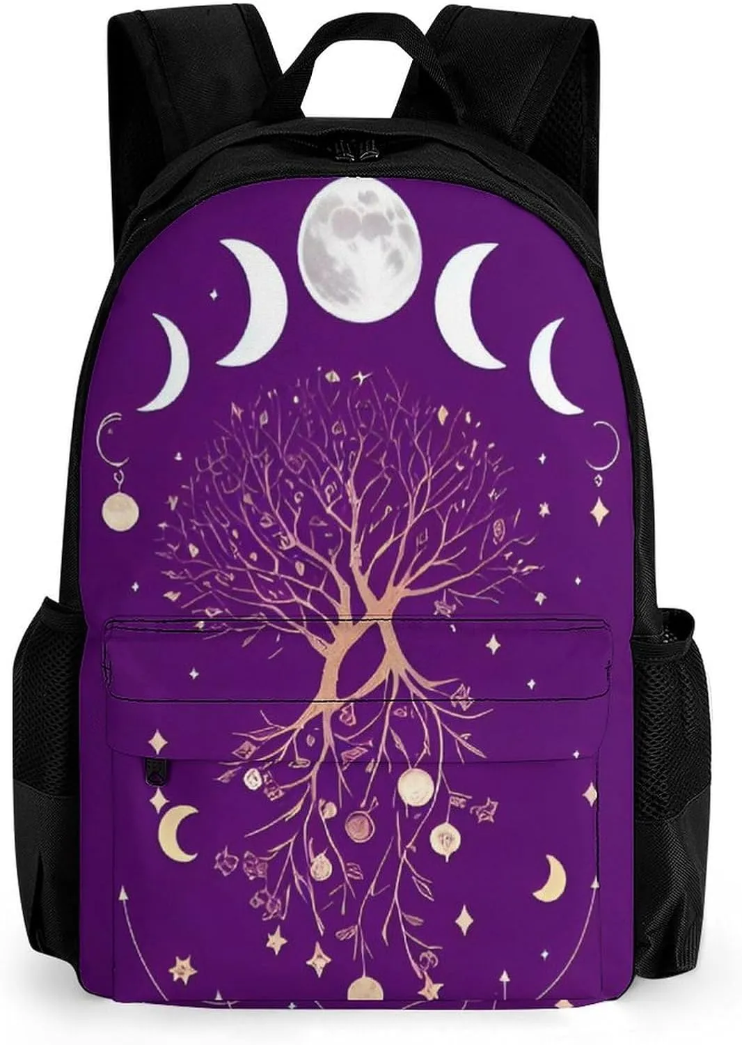 Moon Phase Space Tree Art Backpack Lightweight Anti-Theft Multipurpose Shoulder Bag Large Capacity Travel Hiking Backpack With Padded Straps
