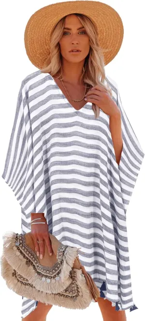 Moss Rose Women's Swimsuit Cover up Beach Kaftan for Bathing Suit with Floral Pattern