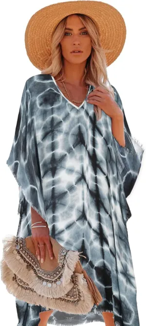 Moss Rose Women's Swimsuit Cover up Beach Kaftan for Bathing Suit with Floral Pattern
