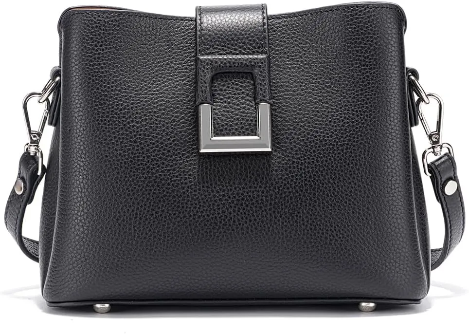 Multi-Compartment Leather Cross Body Bag For Women Shoulder, Bucket Purses with 2 Straps