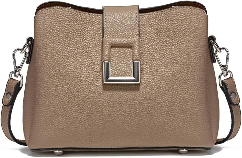 Multi-Compartment Leather Cross Body Bag For Women Shoulder, Bucket Purses with 2 Straps