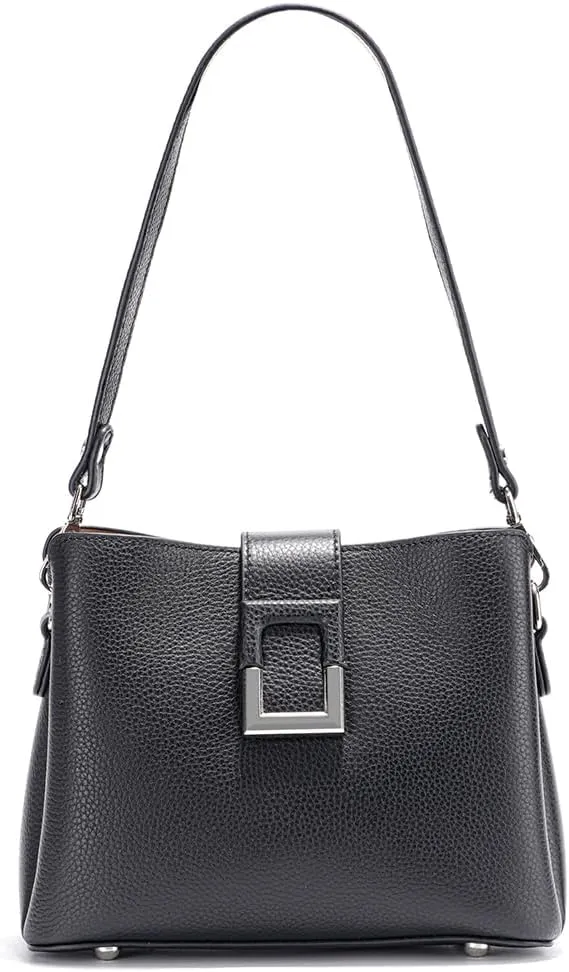 Multi-Compartment Leather Cross Body Bag For Women Shoulder, Bucket Purses with 2 Straps