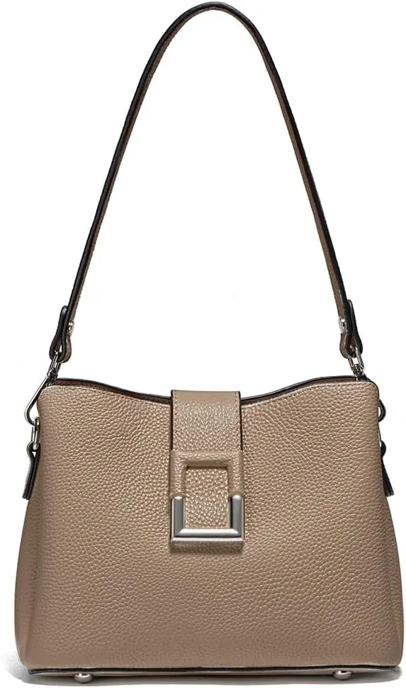 Multi-Compartment Leather Cross Body Bag For Women Shoulder, Bucket Purses with 2 Straps