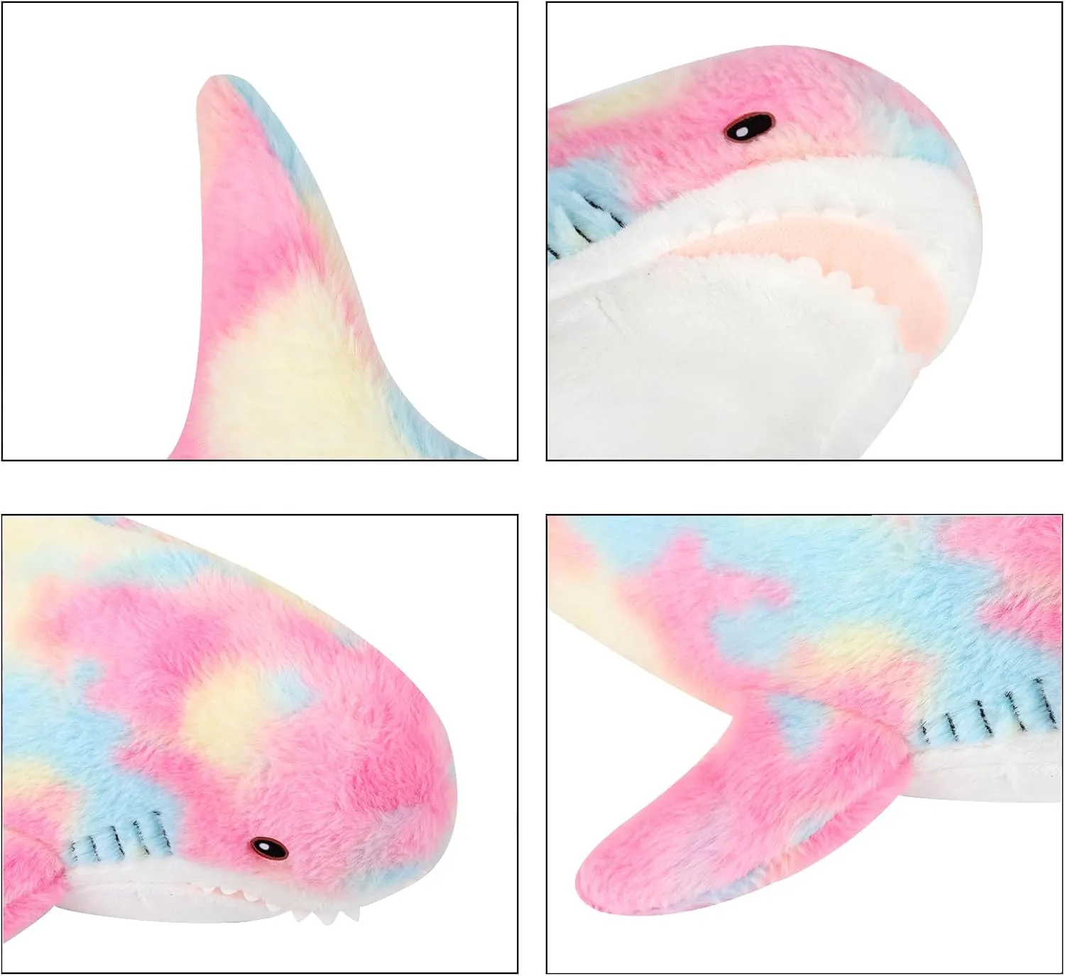 MUPI Shark Stuffed Animal Plush 31" Cute Shark Toy Plush Pillows Soft Cotton Sharks Plushies Ocean Sea Animal Doll Gifts for Boys Girls Kids Adults（Rainbow）