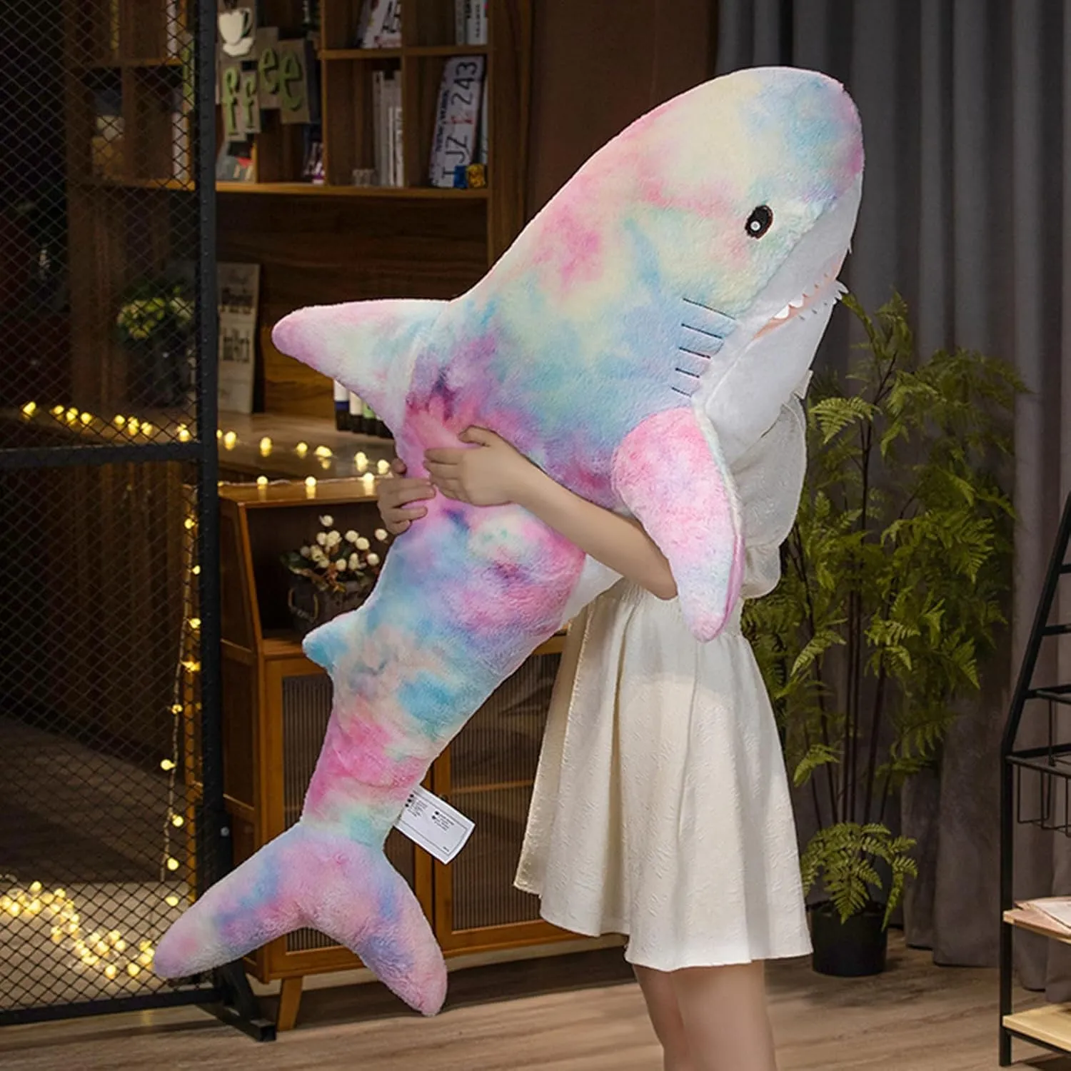 MUPI Shark Stuffed Animal Plush 31" Cute Shark Toy Plush Pillows Soft Cotton Sharks Plushies Ocean Sea Animal Doll Gifts for Boys Girls Kids Adults（Rainbow）