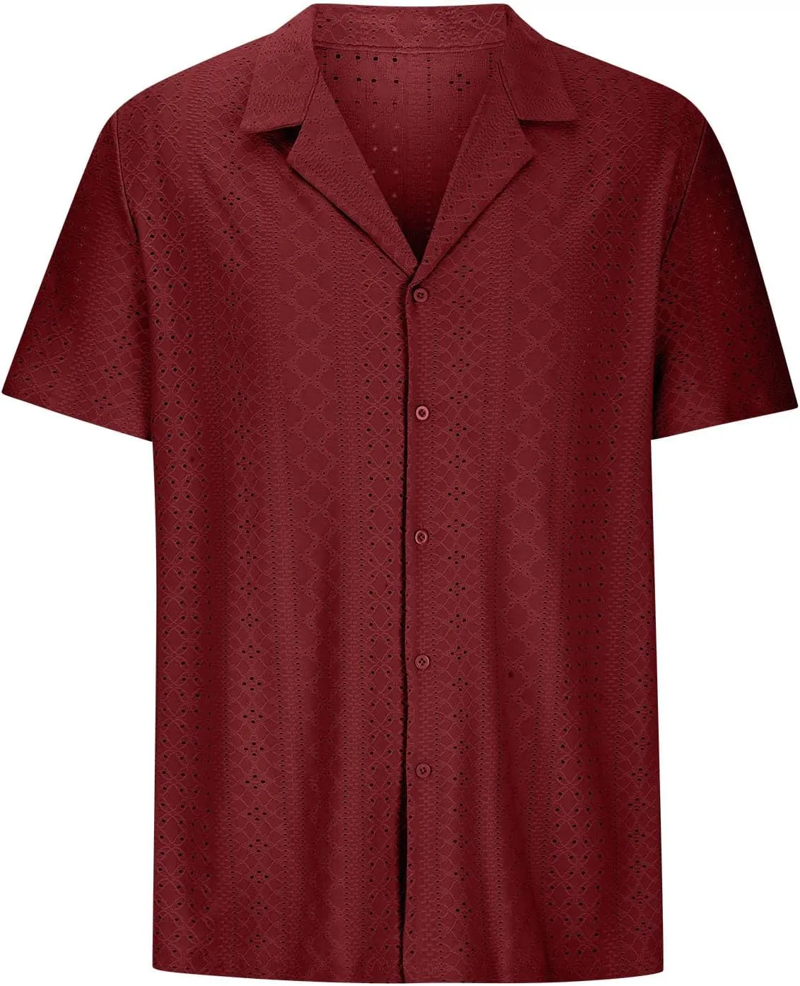 Muscularfit Mens Big and Tall Button Down Shirts Summer Short Sleeve Eyelet Shirts Casual Beach Tops Muscle Basic T Shirts