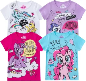 My Little Pony Girls 4 Pack Unicorn Short Sleeve T-Shirt for Big Kids