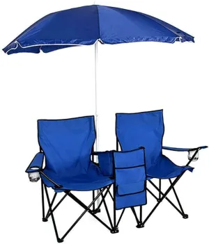 N / A Foldable Picnic Beach Camping Double Chair Umbrella Table Cooler Fishing Fold Up