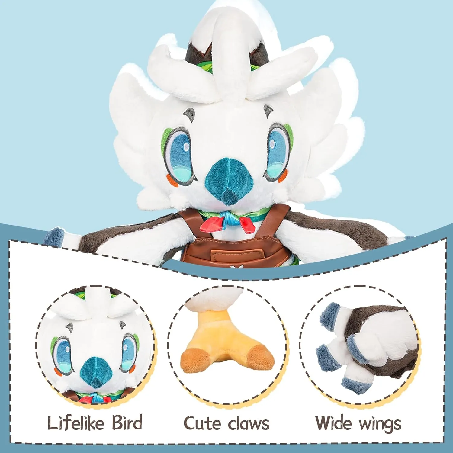 Nadou TLOZ Tulin Plush, 12 Inch White Bird Stuffed Animal, Halloween, Christmas, Birthday Hug Toys for Boys and Girls