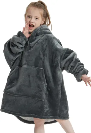 NAFLEAP Wearable Blanket Kids Hoodie Oversized Fleece Sherpa Christmas Sweatshirt Gift for Girls