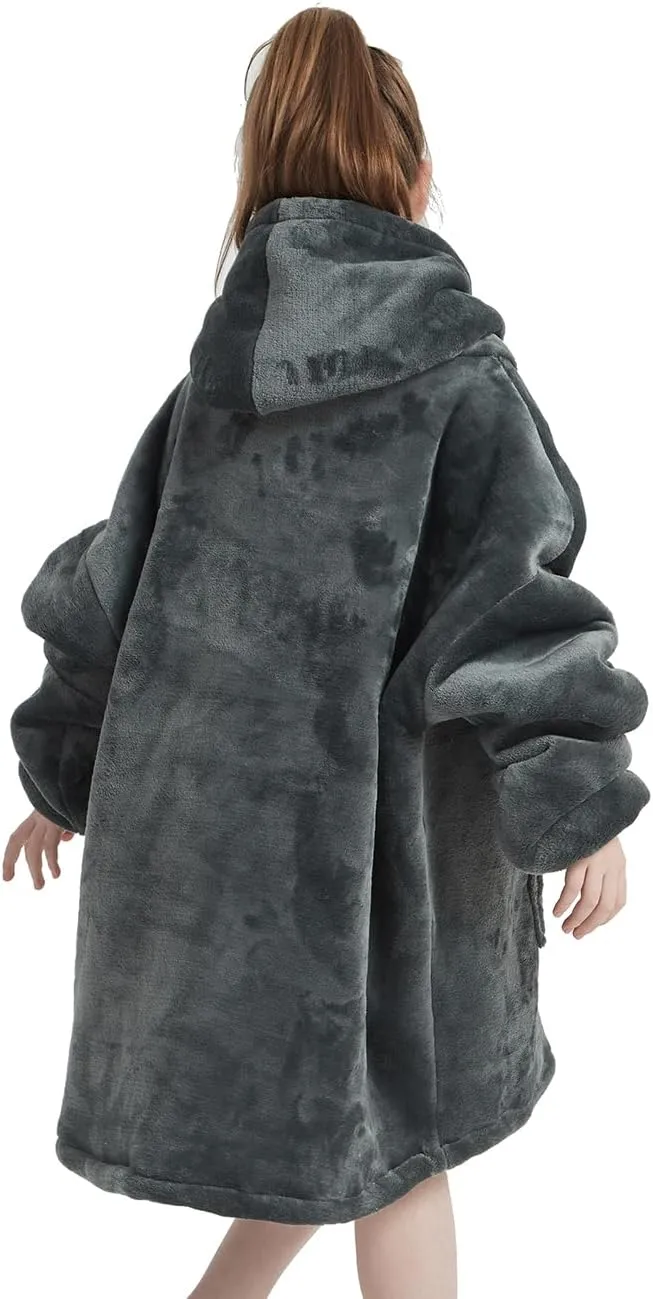 NAFLEAP Wearable Blanket Kids Hoodie Oversized Fleece Sherpa Christmas Sweatshirt Gift for Girls