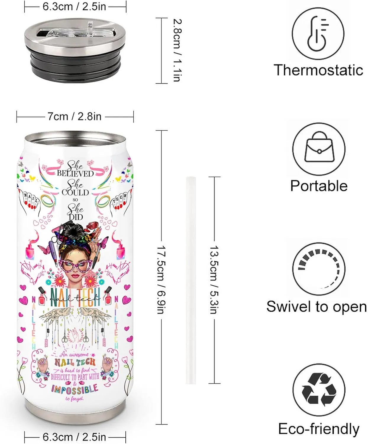 Nail Tech Tumbler Gifts For Women Girls, Gifts For Nail Technicians Manicurist, Cosmetologist Beauty Salon Tumbler 17 Oz
