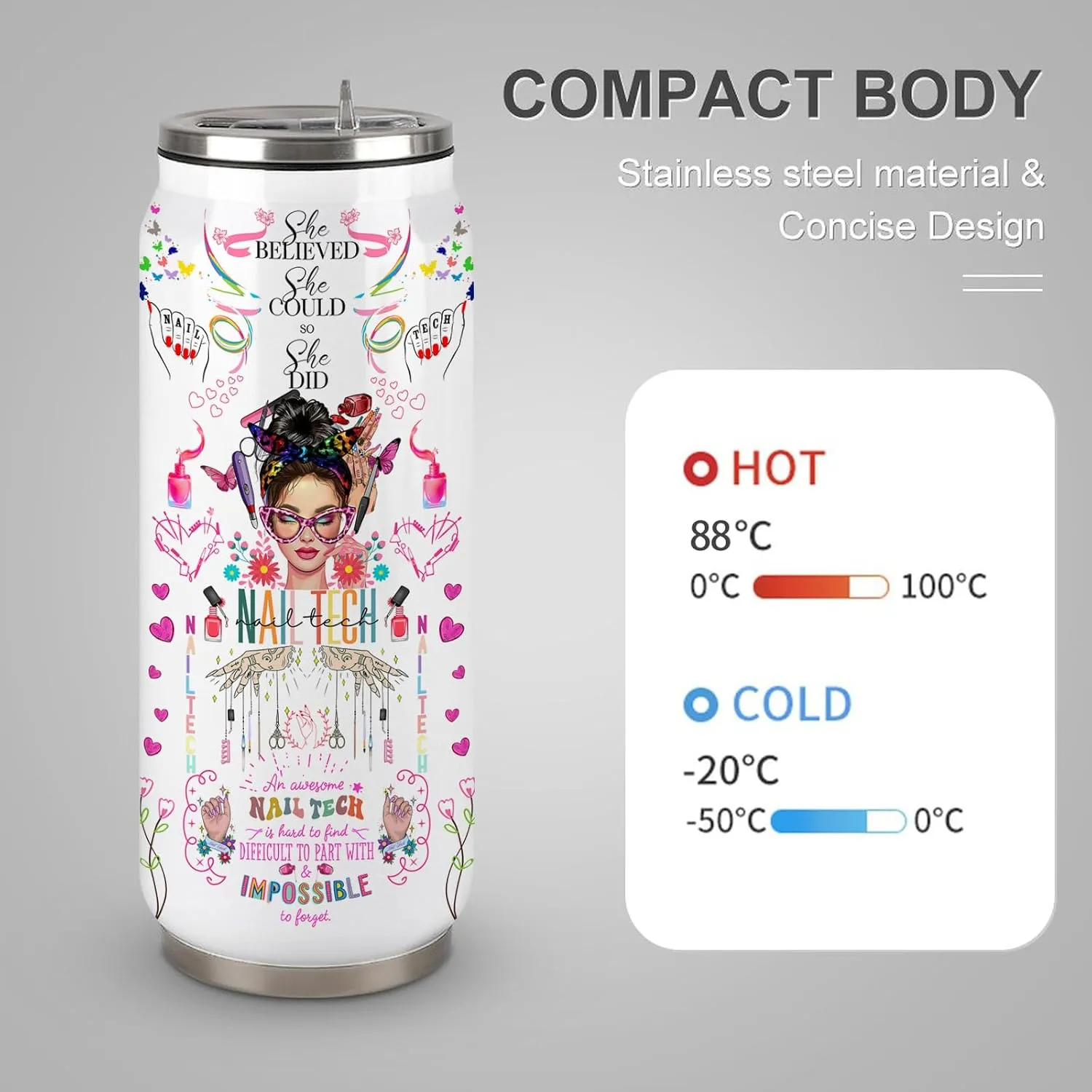 Nail Tech Tumbler Gifts For Women Girls, Gifts For Nail Technicians Manicurist, Cosmetologist Beauty Salon Tumbler 17 Oz