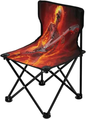 Nander Portable Camping Chairs Flame Skull Playing Guitar Lightweight Outdoors Folding Chair, Sports Chair, Outdoor Chair & Lawn Chair for Garden Beach Fishing