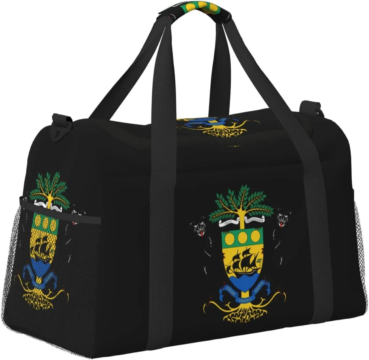 National Emblem Of Gabon Travel Duffel Bag Large Foldable Waterproof Overnight Bag For Beach Swim Bags Pool Sports Gym