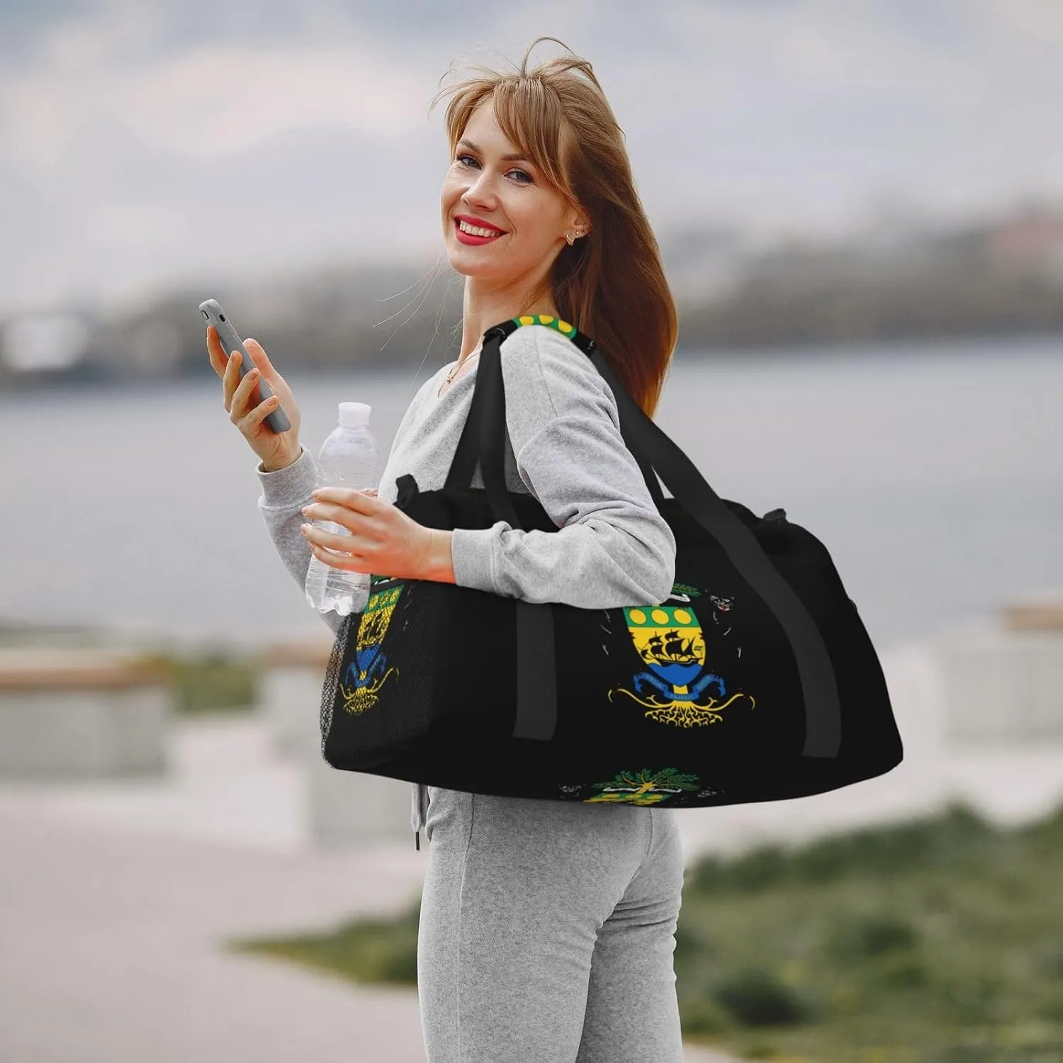 National Emblem Of Gabon Travel Duffel Bag Large Foldable Waterproof Overnight Bag For Beach Swim Bags Pool Sports Gym
