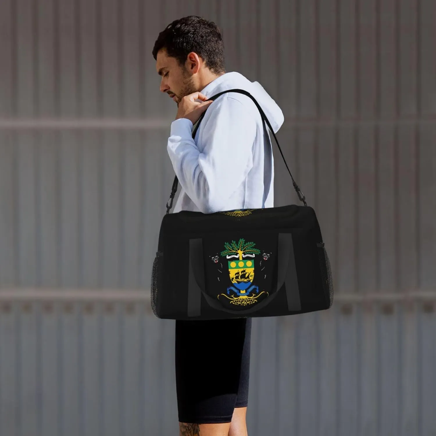 National Emblem Of Gabon Travel Duffel Bag Large Foldable Waterproof Overnight Bag For Beach Swim Bags Pool Sports Gym