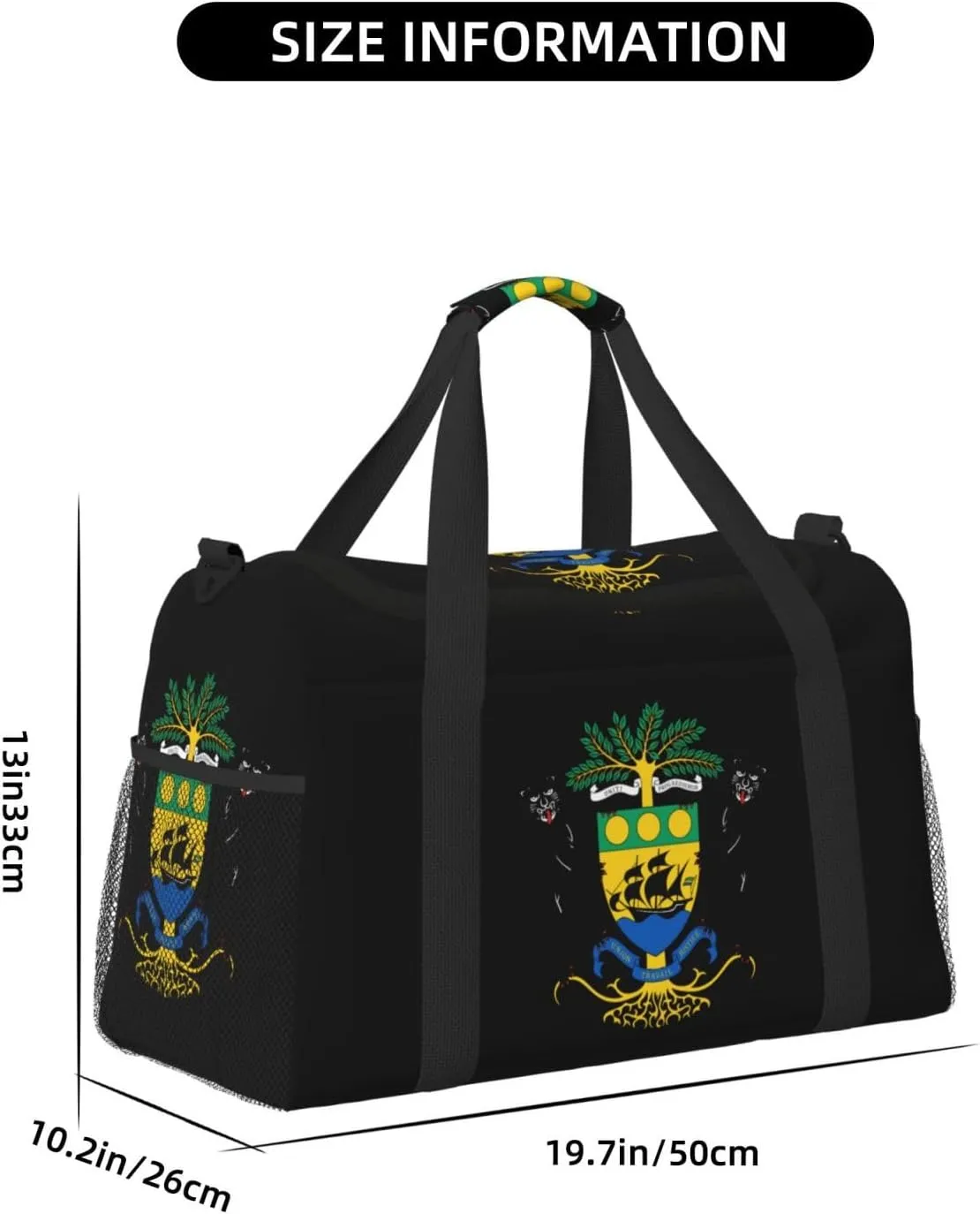 National Emblem Of Gabon Travel Duffel Bag Large Foldable Waterproof Overnight Bag For Beach Swim Bags Pool Sports Gym