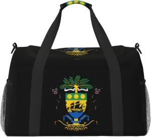 National Emblem Of Gabon Travel Duffel Bag Large Foldable Waterproof Overnight Bag For Beach Swim Bags Pool Sports Gym
