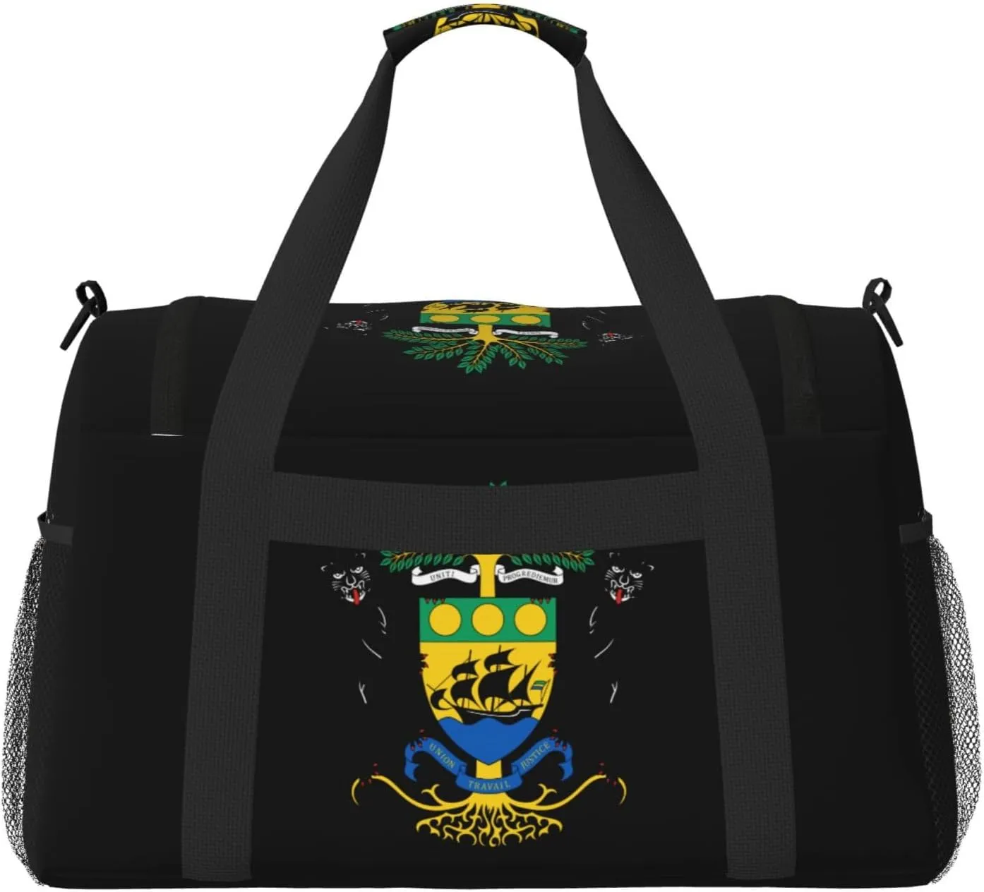 National Emblem Of Gabon Travel Duffel Bag Large Foldable Waterproof Overnight Bag For Beach Swim Bags Pool Sports Gym