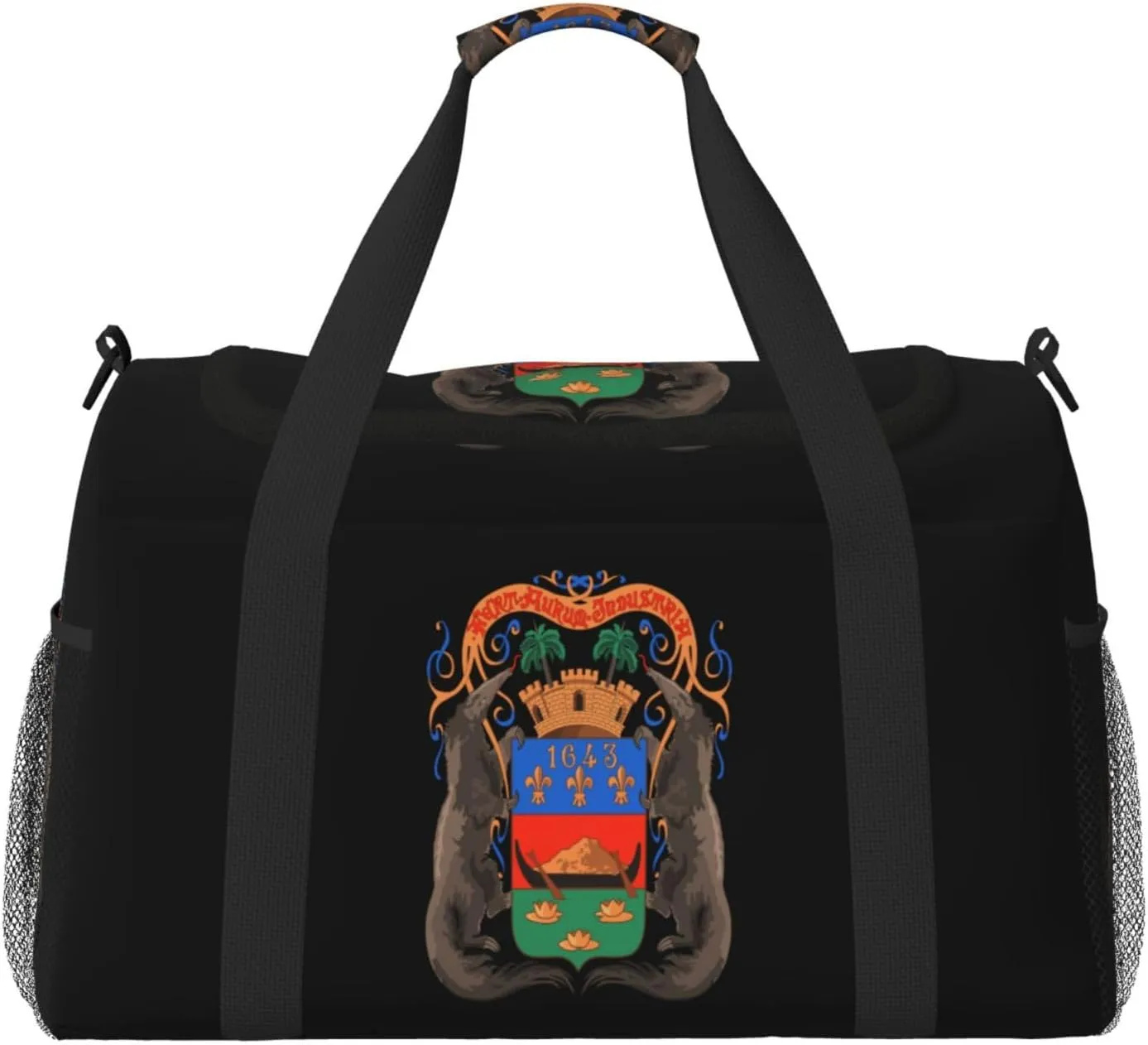 National Emblem Of Guiana Travel Duffel Bag Large Foldable Waterproof Overnight Bag For Beach Swim Bags Pool Sports Gym