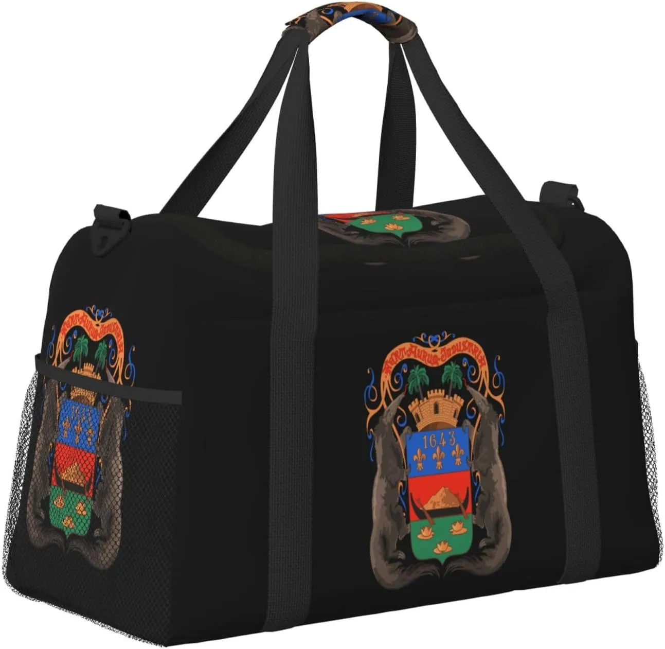 National Emblem Of Guiana Travel Duffel Bag Large Foldable Waterproof Overnight Bag For Beach Swim Bags Pool Sports Gym
