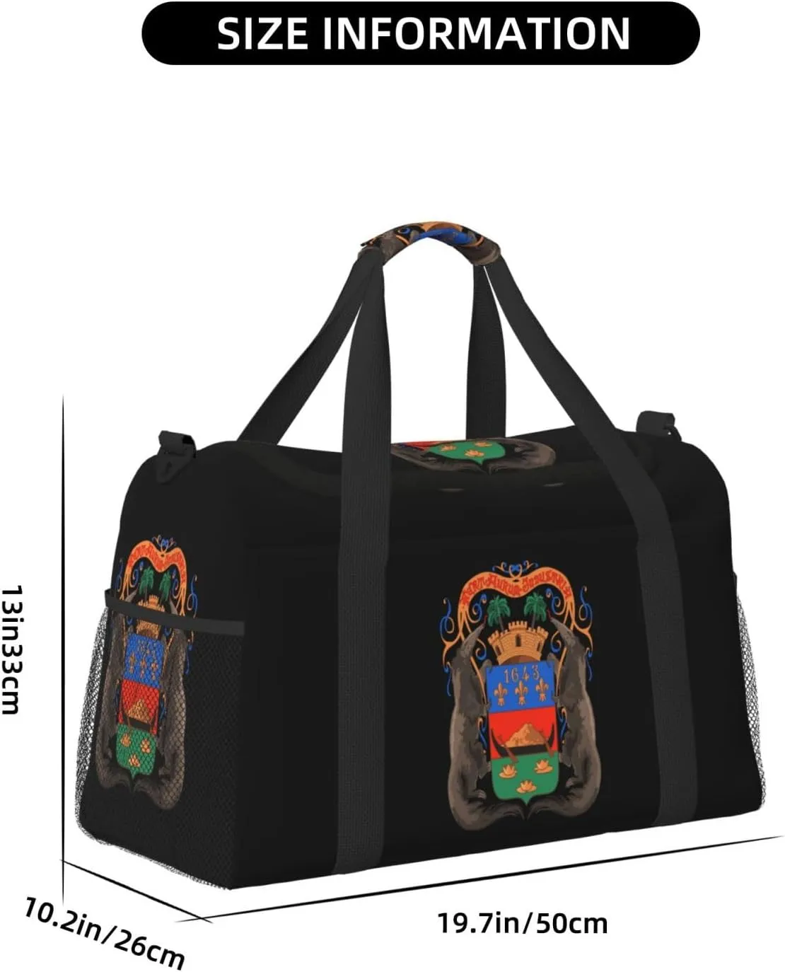 National Emblem Of Guiana Travel Duffel Bag Large Foldable Waterproof Overnight Bag For Beach Swim Bags Pool Sports Gym