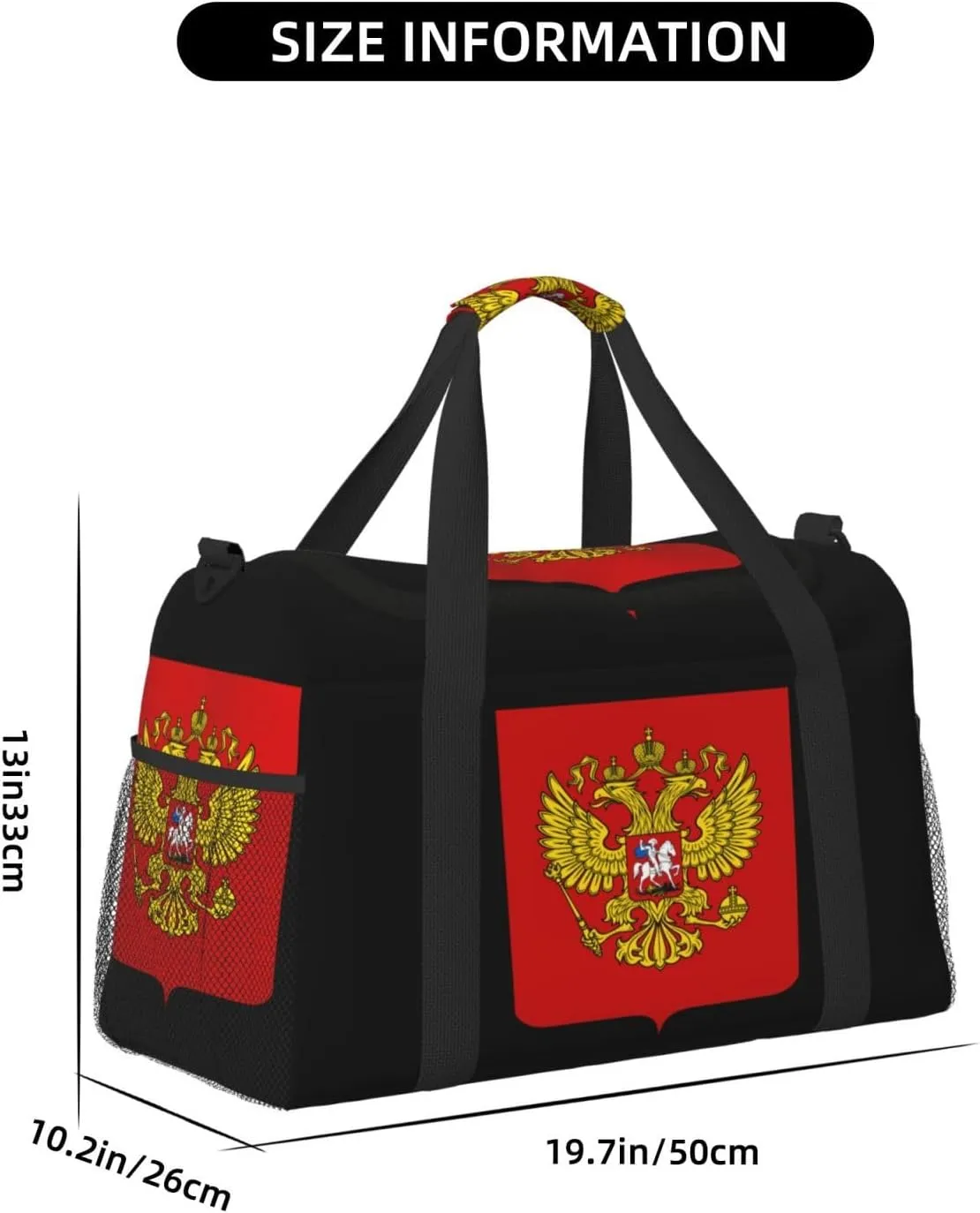 National Emblem Of Russian Travel Duffel Bag Large Foldable Waterproof Overnight Bag For Beach Swim Bags Pool Sports Gym